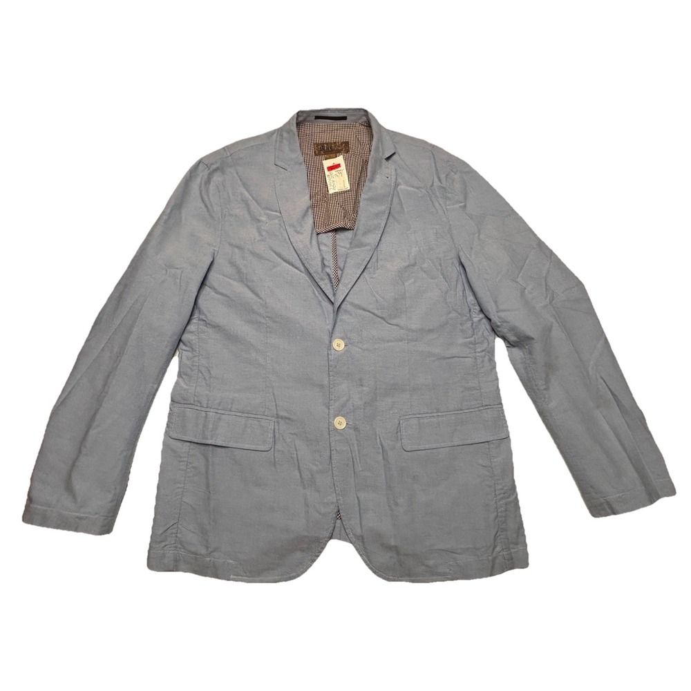 Blue Industry Italian Cotton‎ Blazer Jacket L Light Blue Unlined Casual NWT